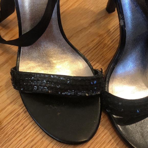 Sequin lace up shoes with satin ties. - Picture 2 of 14